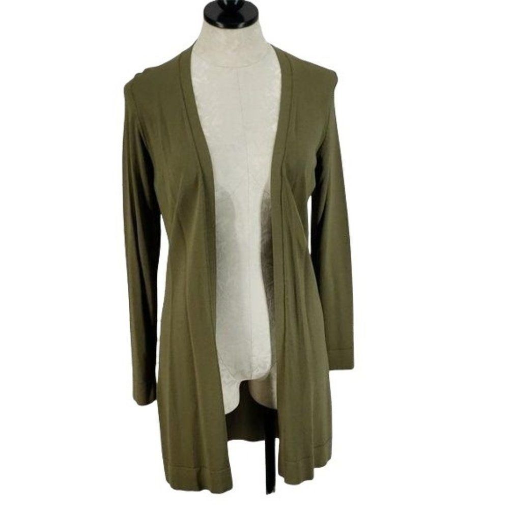 Karen‎ Kane Instyle Olive Green Open Front Longline Cardigan Sweater Small